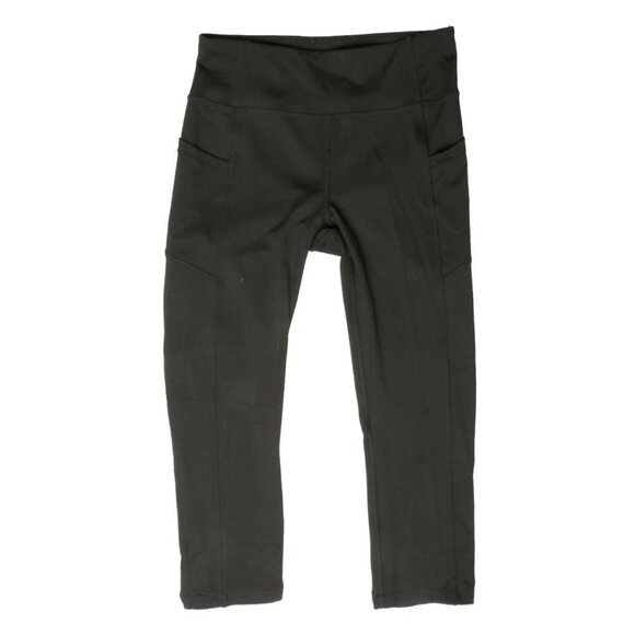 Kyodan Crop Leggings Side Pockets Stretch Yoga Capris Pants Black - Picture 5 of 6